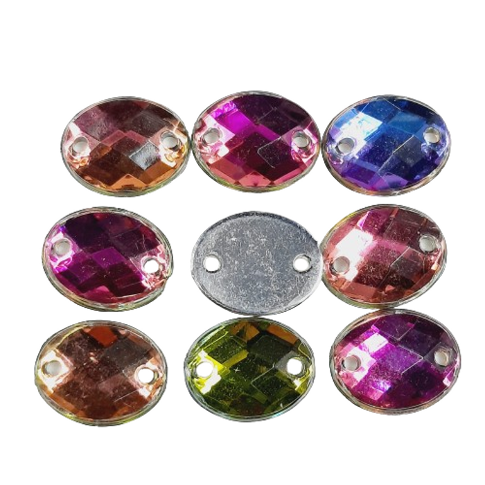 Chaton Acrílico 2 Furos Oval Multicor - 8x10mm 2.000 Peças
