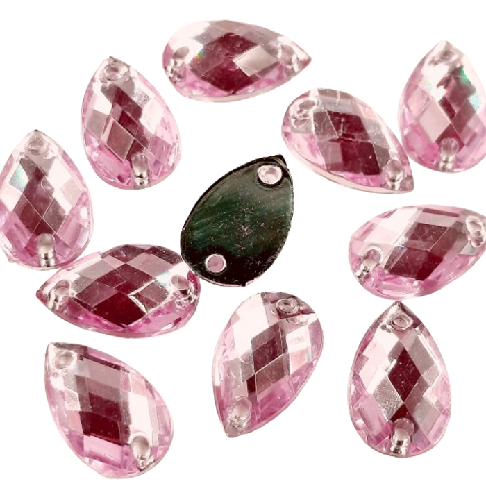 Chaton Acrílico 2 Furos Gota Ligth Rose - 8x13mm 2.000 Peças