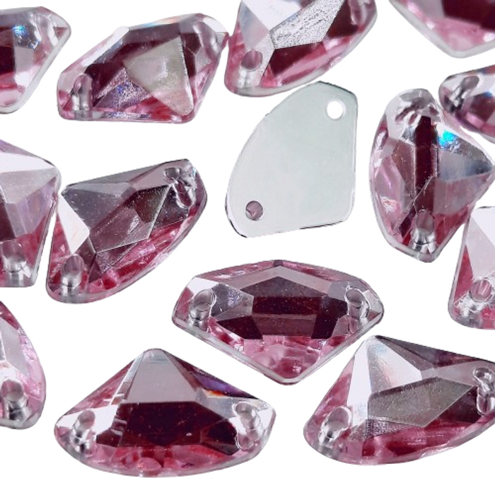 Chaton Acrílico 2 Furos Irregular Light Rose - 9x14mm 1.000 Peças