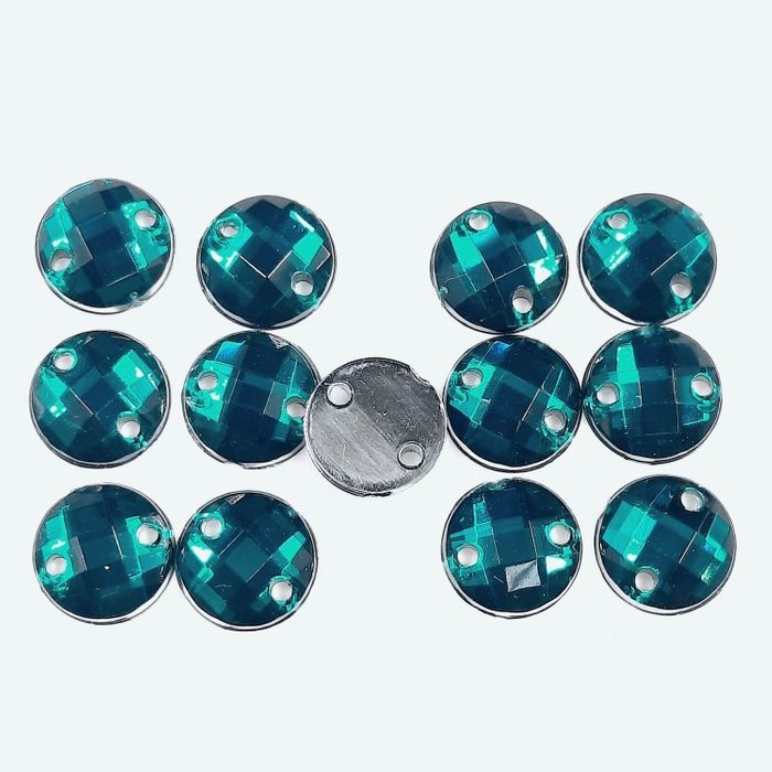Chaton Acrílico 2 Furos Redondo Blue Zircon - 8mm 2.000 Peças