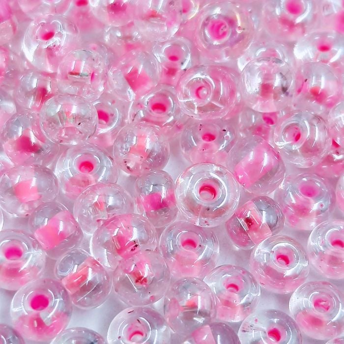 Miçanga Asmara Transparente Cristal Fio Rosa P48  - 9/0(2,6mm) 500g
