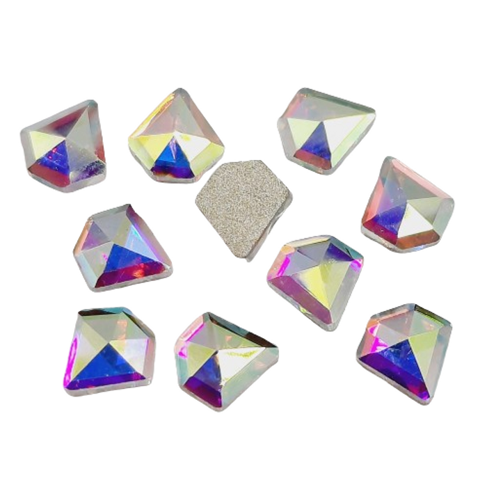 Strass Elegance Base Reta sem cola Diamante Aurora Boreal - 6x6mm 144 Peças