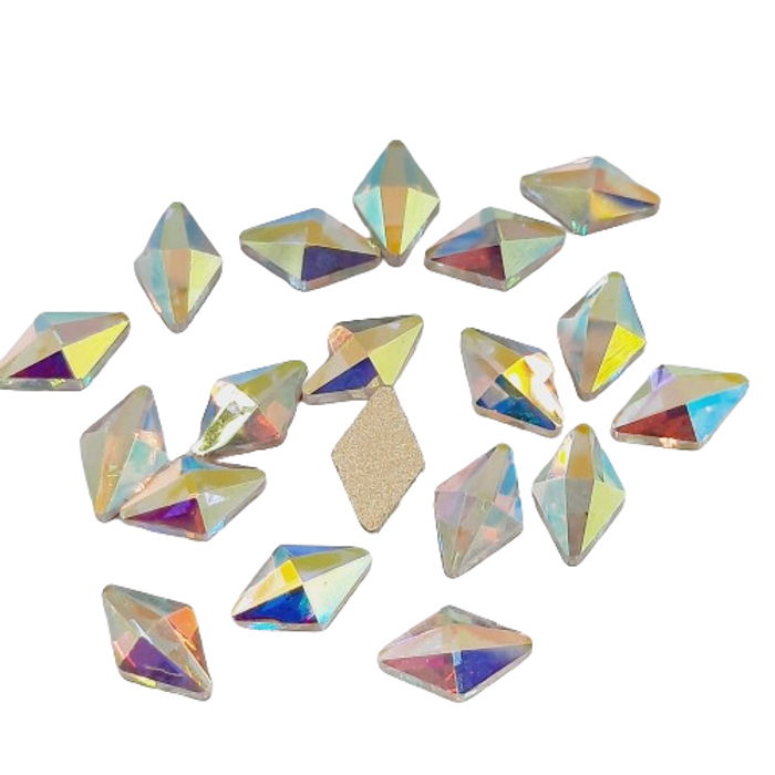 Strass Elegance Base Reta sem cola Lozango Aurora Boreal - 5x8mm 144 Peças