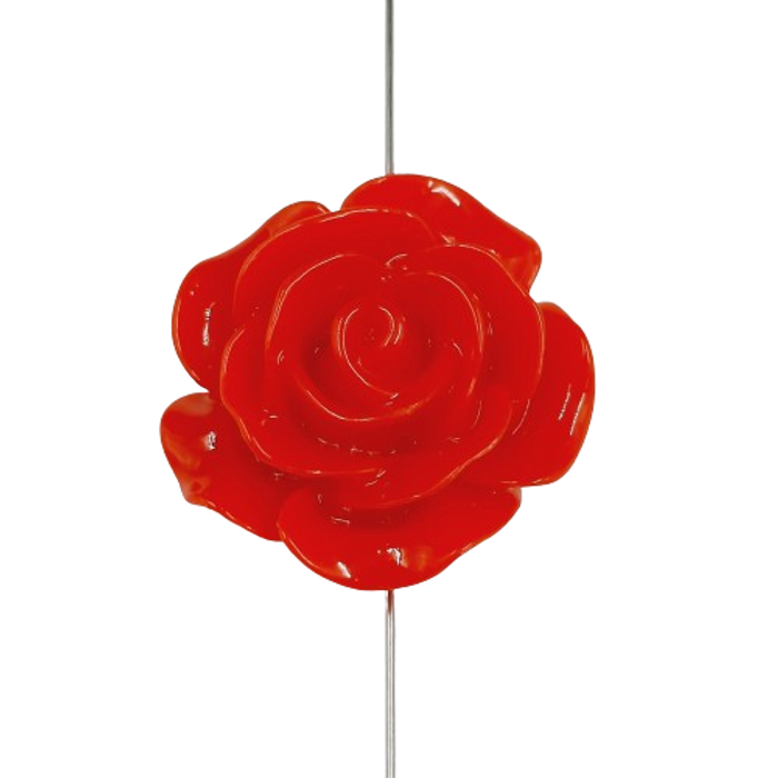 Flor Com Furo Passante Vermelha - 25mm 50 Peças