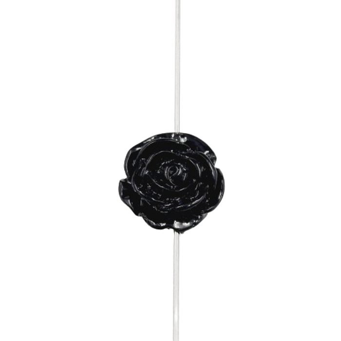 Flor Com Furo Passante Preto - 20mm 2 Peças