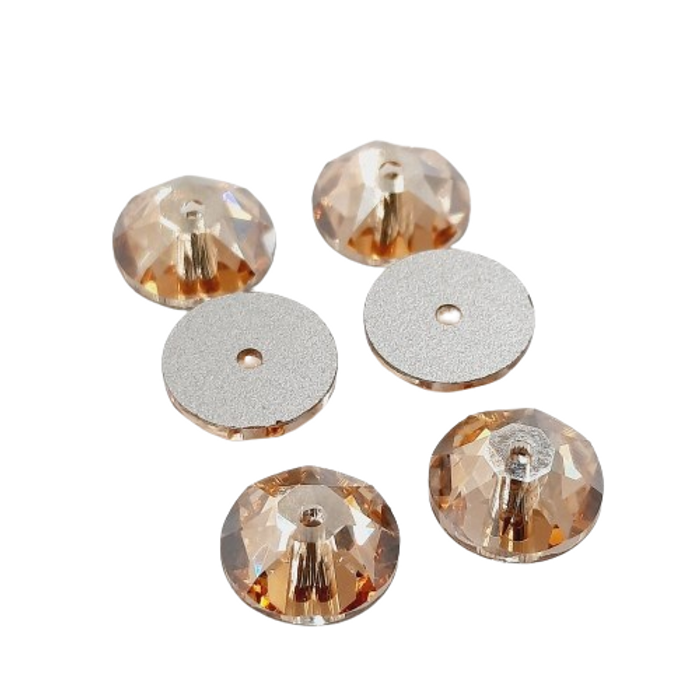 Chaton Swarovski Com Furo Cristal Gold - 8mm 06 Peças