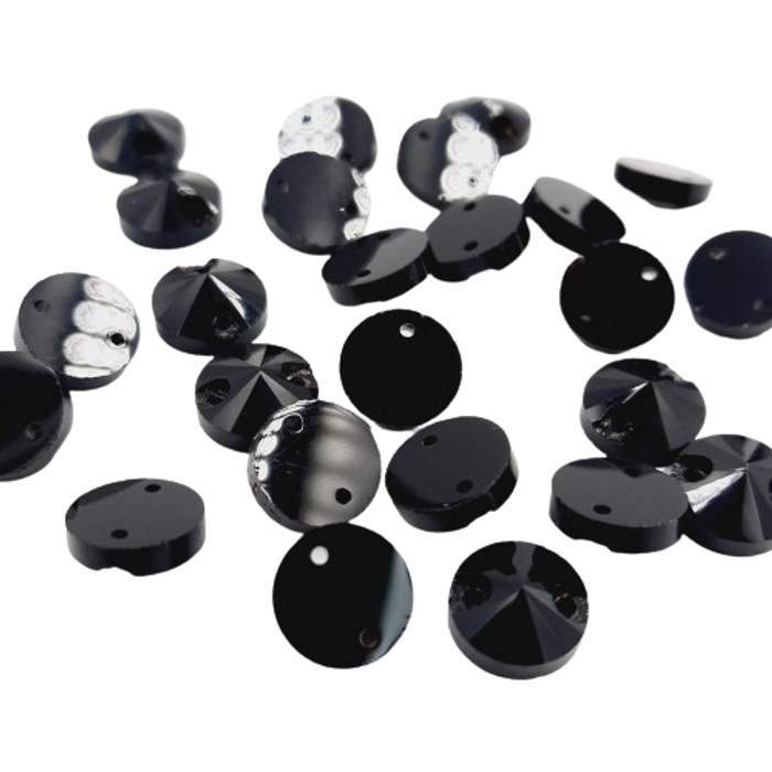 Chaton Chinês Rivoli 2 Furos Preto - 8mm 25 Peças