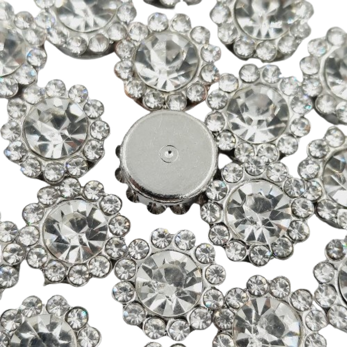 Engrampado Chinês Flor Cristal - 10mm 20 Peças
