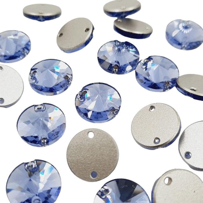 Strass Swarovski Rivoli 2 Furos Tanzanite - 12mm 6 Peças