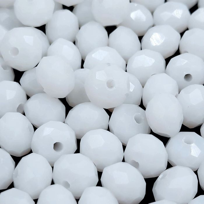 Cristal Facetado Achatado Branco - 8mm 500 Peças