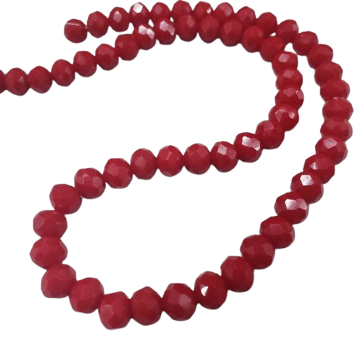 Fio de Cristal Fosco Vermelho - 8mm 1 Fio Aprox. 60 Peças