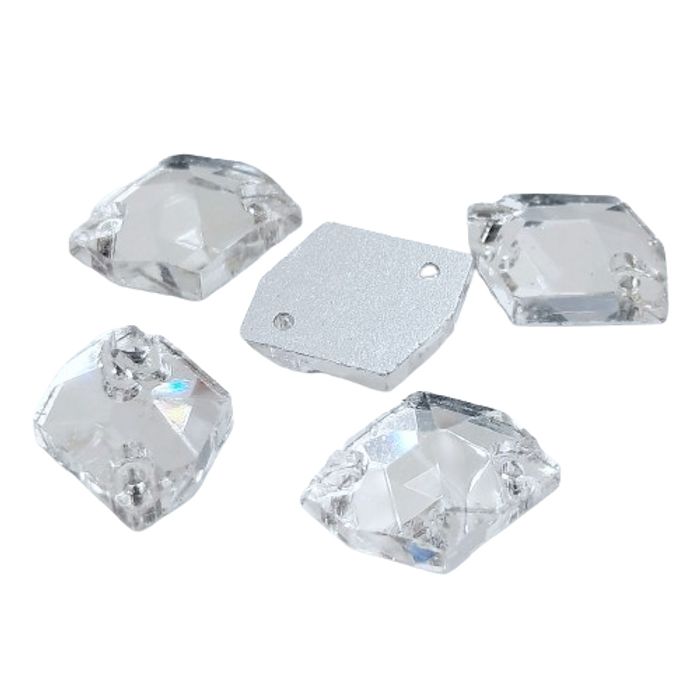 Strass Para Costura Elegance Irregular Cristal 2 Furos - 11x14mm 180 Peças