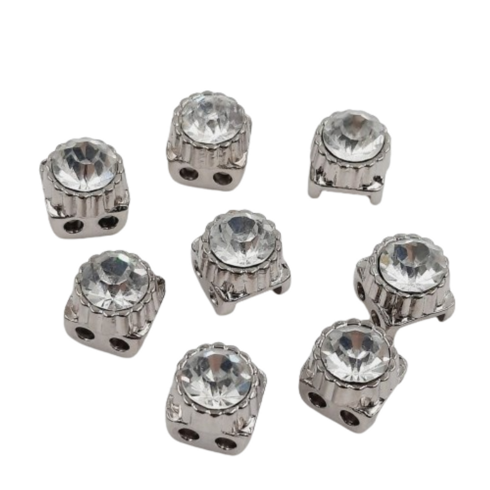 Strass Base Metal 2 Furos Cristal - SS32(6,68-6,872mm) 500 Peças