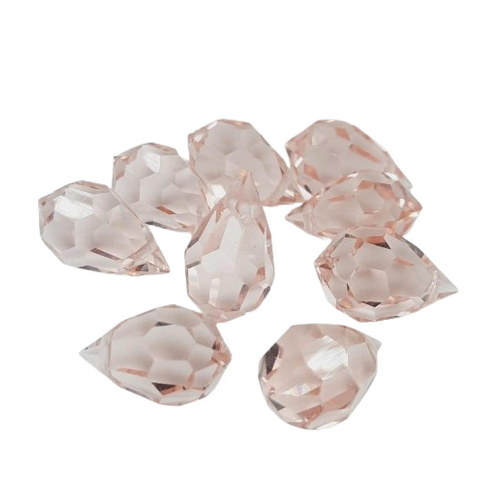 Pingente Tcheco Gota light Rose - 15x9mm 36 Peças