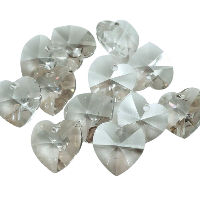 Coração Swarovski com furo Cristal Silver - 10.3x10mm 12 Peças