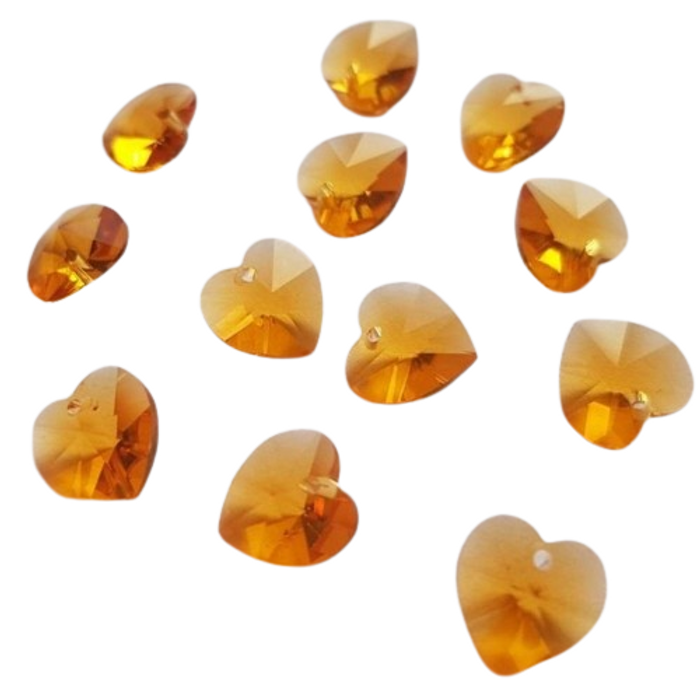 Coração Swarovski com furo Topázio - 10.3x10mm 12 Peças
