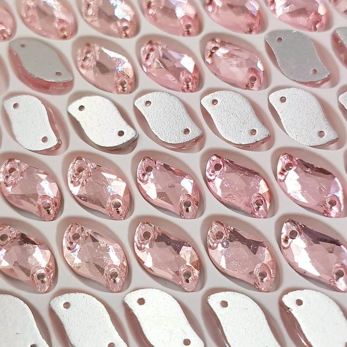 Strass Para Costura Elegance Folha Light Rose 2 Furos - 6x12mm 20 Peças