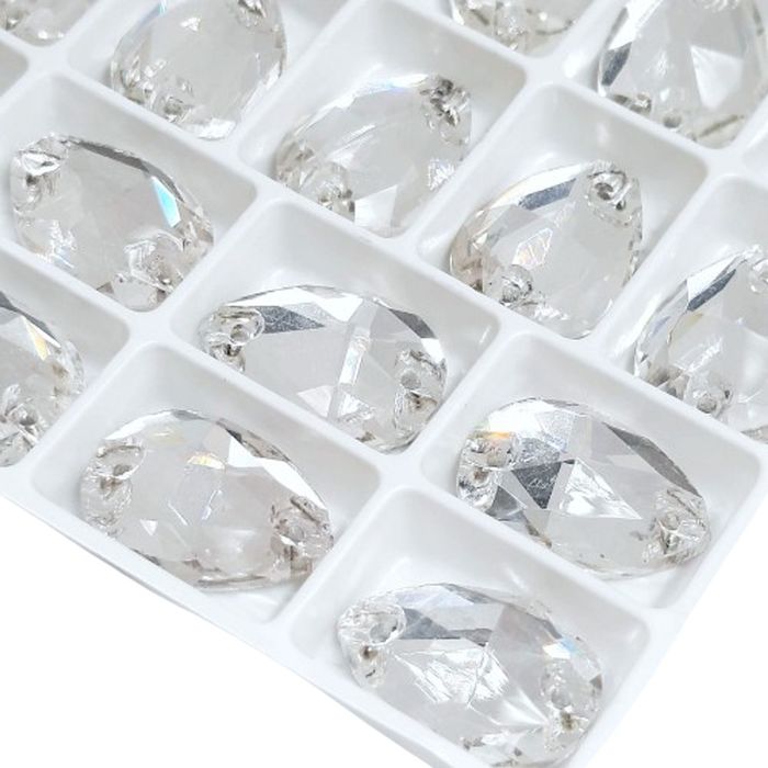 Strass Para Costura Elegance Gota Cristal 2 Furos - 13x18mm 20 Peças
