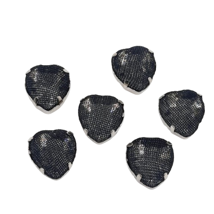 Engrampado Acrílico Telado Coração Jet - 13mm 20 Peças