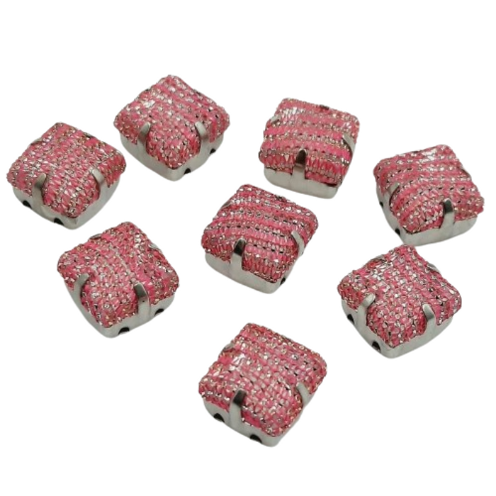 Engrampado Acrílico Telado Quadrado Pink - 8mm 126g Aprox. 250 Peças