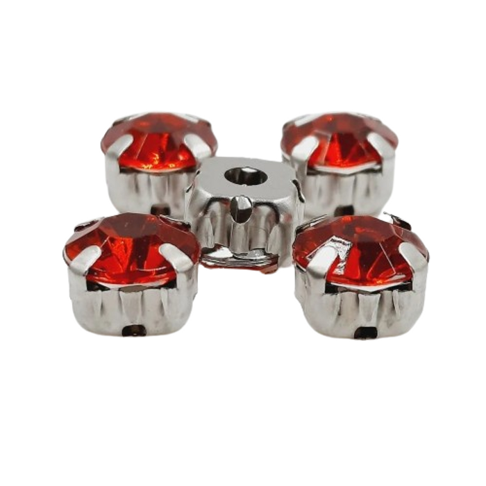 Engrampado Acrílico Redondo Vermelho Base Níquel - 10mm 20 Peças