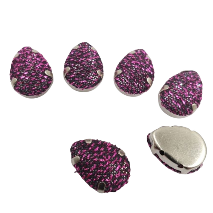 Engrampado Acrílico Telado Gota Fuchsia - 13x18mm 170g Aprox. 250 Peças