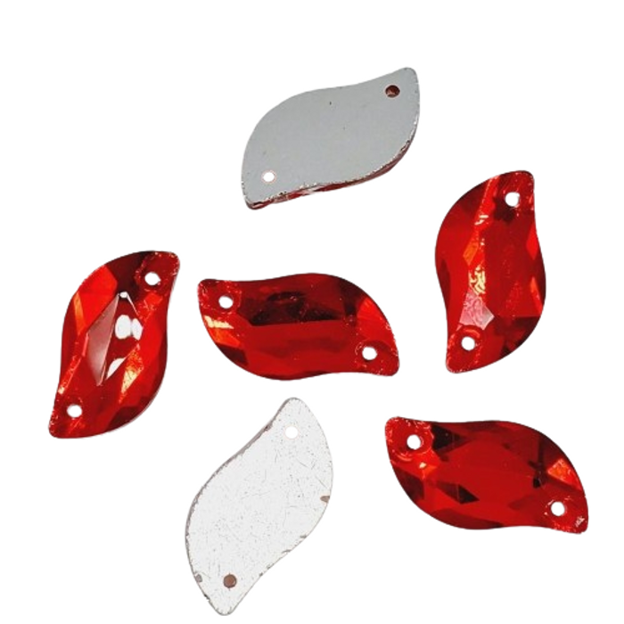 Strass Para Costura Elegance Folha Light Siam 2 Furos - 6x12mm 20 Peças