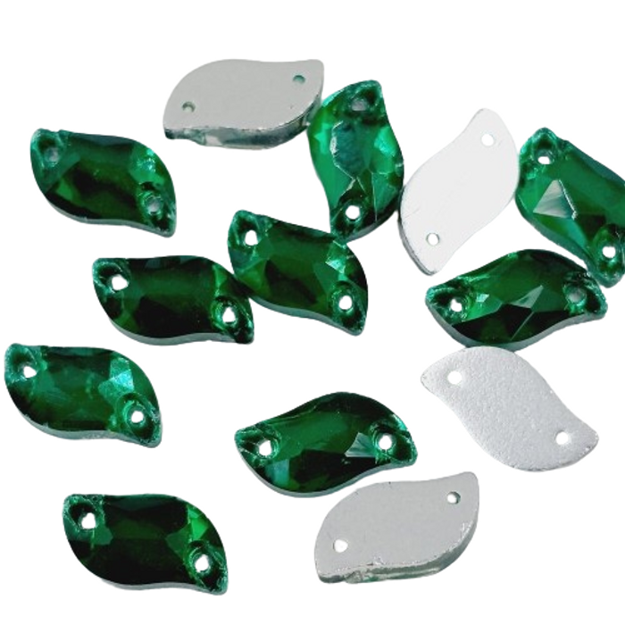 Strass Para Costura Elegance Folha Esmeralda 2 Furos - 6x12mm 504 Peças