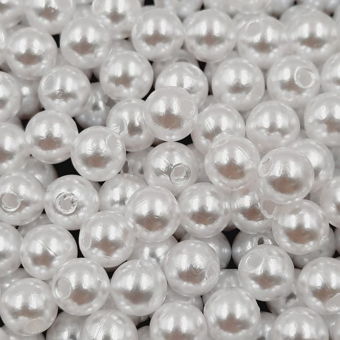 Pérola ABS Com Furo Passante Branca - 8mm 500g