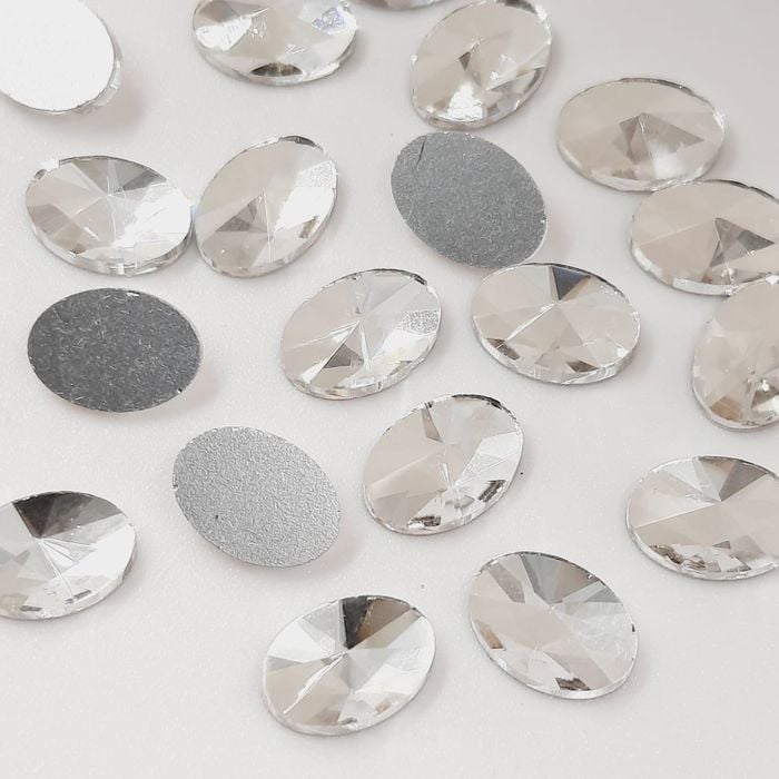 Strass Elegance Base Reta sem cola Oval Cristal - 6x8mm 20 Peças