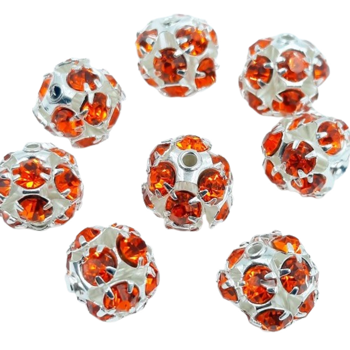 Bolinha Com Strass Laranja Base Níquel - 8mm 25g