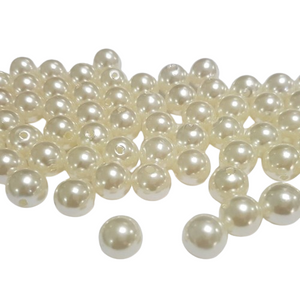 Pérola ABS Com Furo Passante Creme - 10mm 500g