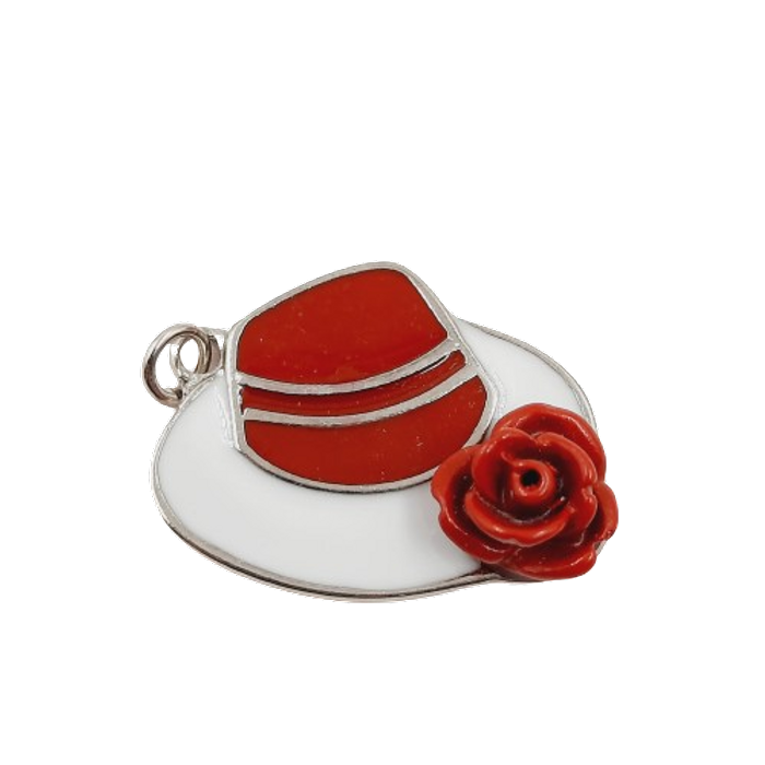Pingente Zé Pilintra Chápeu com Rosa Vermelha - 20mm 1 Peça