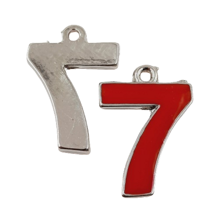 Pingente número 7 Vermelho - 17mm 1 Peça