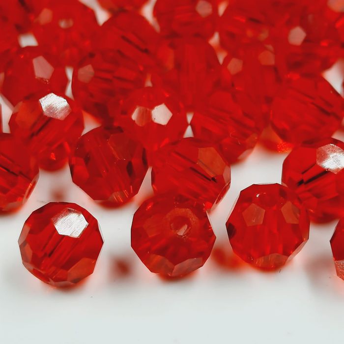 Cristal Facetado Transparente Vermelho - 8mm 500 Peças