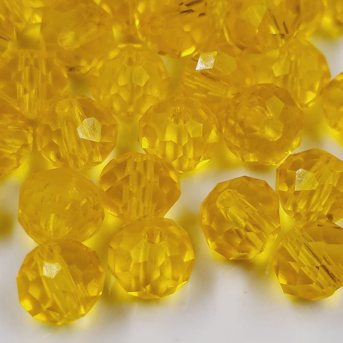 Cristal Facetado Transparente Amarelo - 8mm 500 Peças