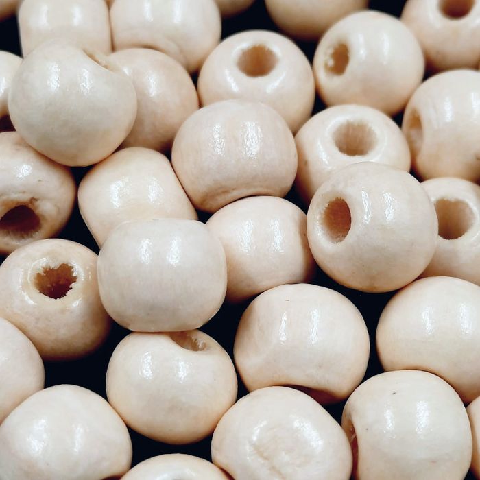 Bolinha de Madeira Marrom Claro - 14mm 100g Aprox. 120 peças