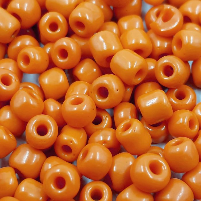 Miçanga Chinesa Fosca Laranja 50 - 6/0(4,1mm) 25g Aprox. 260 Peças