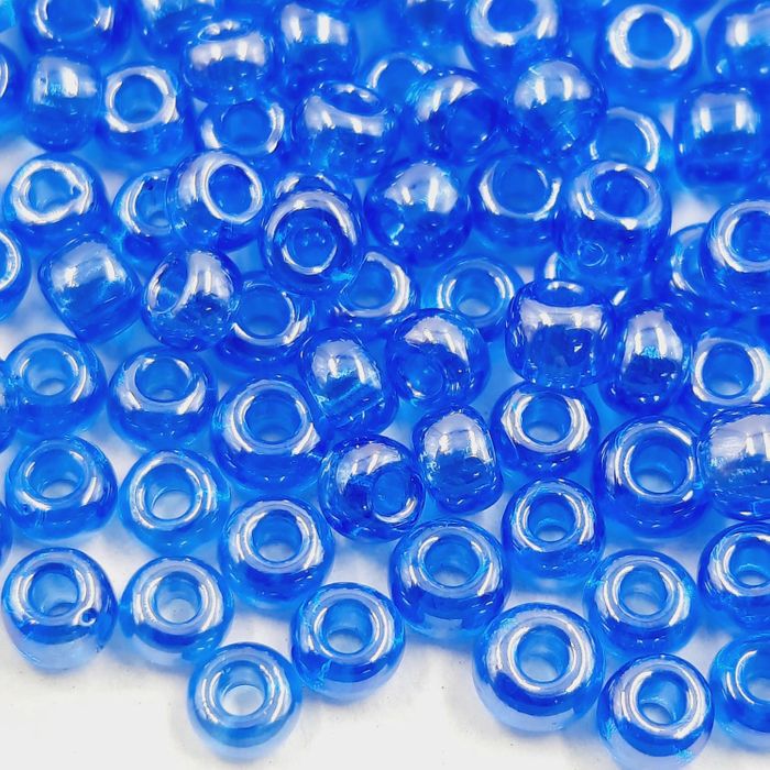 Miçanga Chinesa Transparente Azul Lustroso 103B - 8/0(2,9mm) 500g