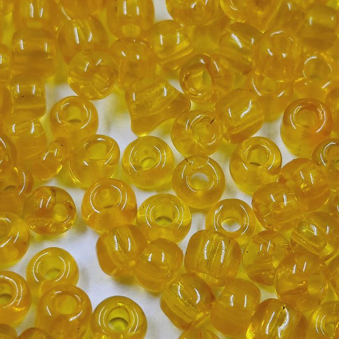 Miçanga Chinesa Transparente Amarela 10* - 6/0(4,1mm) 25g Aprox. 260 Pçeas