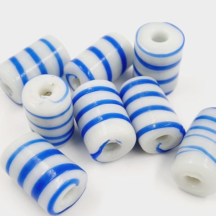 Firma Indiana Artesanal Rajada Branca com azul 815 - 12x20mm 1 Peça
