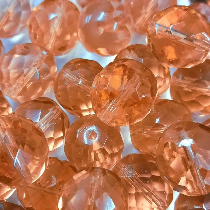 Fio de Cristal Transparente Rosa 7012 - 14mm 1 Fio Aprox. 31 Peças