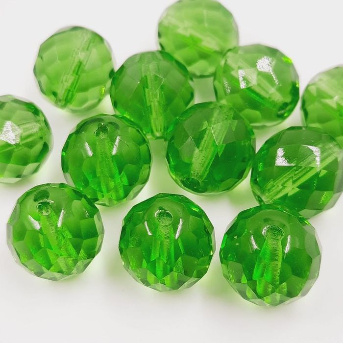 Fio de Cristal Transparente Verde 5053 - 14mm 1 Fio Aprox. 31 Peças