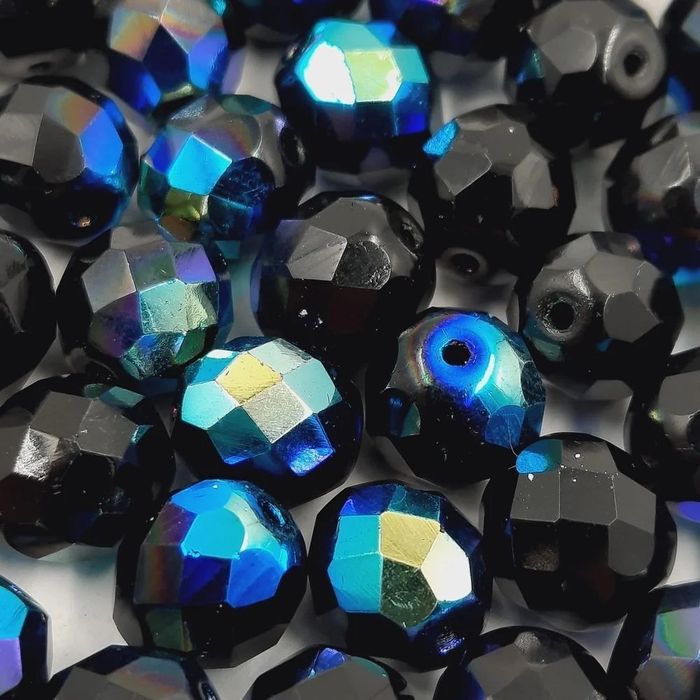 Fio de Cristal Preto Aurora Boreal - 5mm Aprox. 84 Peças