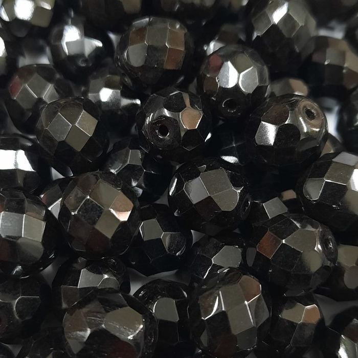 Fio de Cristal Preto - 5mm Aprox. 84 Peças