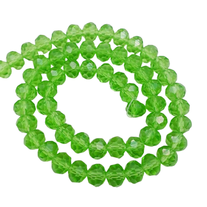 Fio de Cristal Transparente Verde - 8mm 1 Fio Aprox. 65 Peças