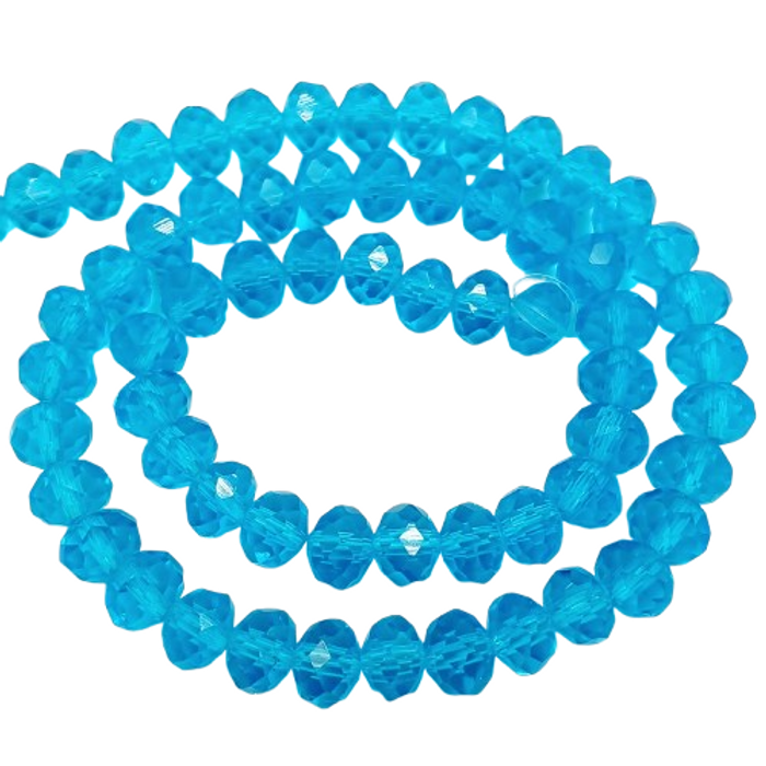 Fio de Cristal Transparente Aquamarine - 8mm 1 Fio Aprox. 65 Peças