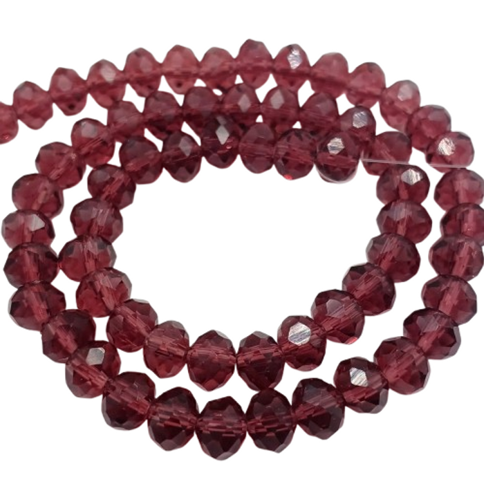 Fio de Cristal Transparente Roxo Escuro - 8mm 1 Fio Aprox. 65 Peças