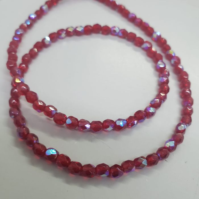 Fio Cristal 4mm Facetado Vermelho Aurora Boreal 9008 - 1 Fio Aprox. 120Peças
