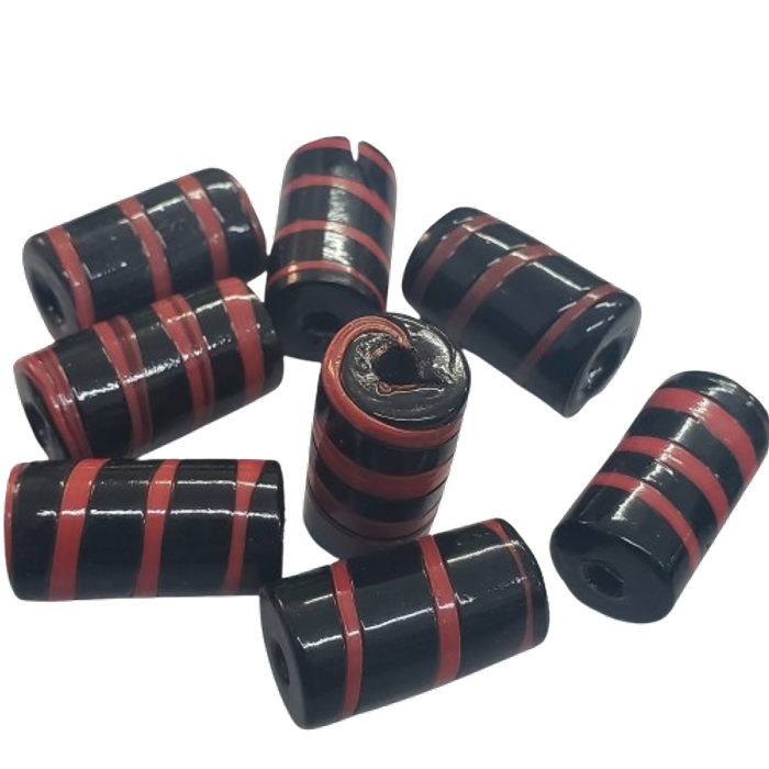 Firma Indiana Artesanal Rajada Preto com Vermelho - 12x20mm 40Peças